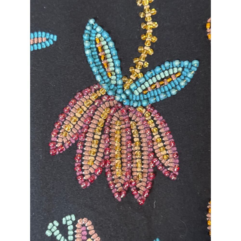 Double D Ranch Black Goats Island Souvenirs Top Womens XL Beaded Floral Bohemian - Picture 4 of 8